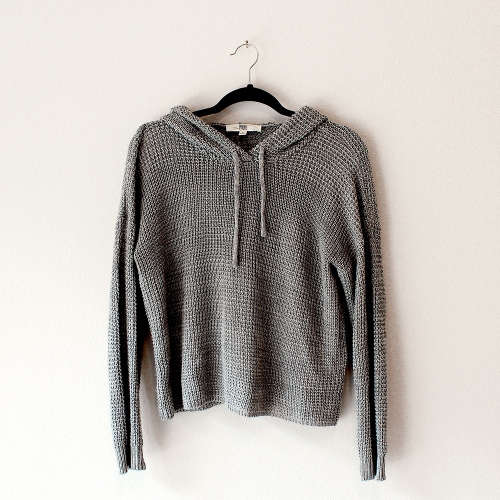 Grey sweater hoodie.